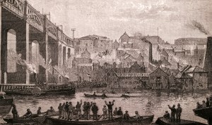 The High Level Bridge - Newcastle-on-Tyne - A Boat Race Scene